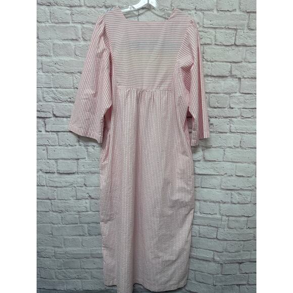 Saybury Vintage Zip Up Housecoat Robe Pink Blue Yellow Stripes SZ MED - Picture 4 of 4